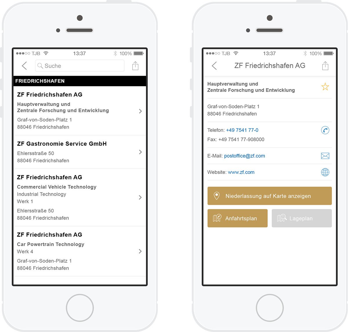 ZF Locations - iOS App (Smartphone)
