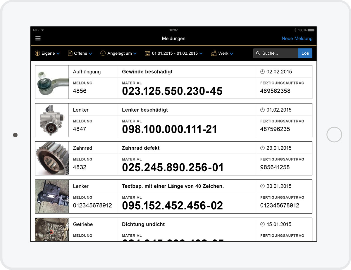 ZF mobile Meldungen - iOS App